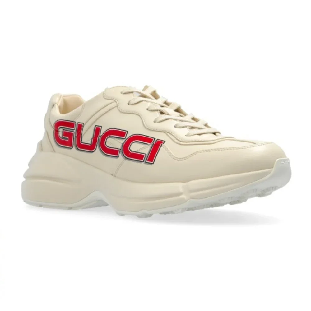 NEW GUCCI Rhyton Ivory Demetra Leather Sneakers Men’s G 8.5 / US 9 Authentic